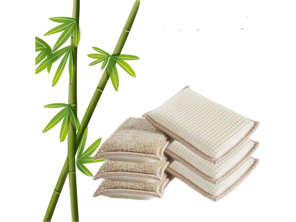 VVJIJILLY Esponjas De Cozinha De Bambu Natural Reutilizáveis Esponjas Para Louça Absorventes 6 Unidades