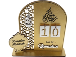 Besportble Calendario De Ramadán De Acrílico Dorado Y Mesa Con Fases Lunares De Oriente Medio 20.00 X 19.80...