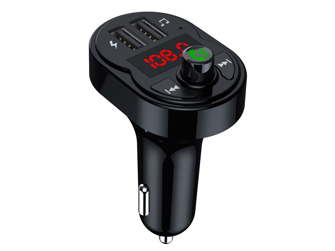 Transmisor FM Tarjeta TF U Disco Música Reproducir Coche Reproductor de MP3 2 USB Cargador de coche Bluetooth 5.0 Manos libres Kit de coche Modulador FM (Negro) ENZONS
