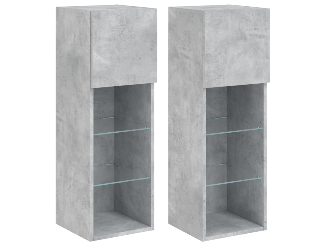 Maison Exclusive - Muebles De Tv Con Luces Led 2 Uds Gris Hormigón 30,5x30x90 Cm