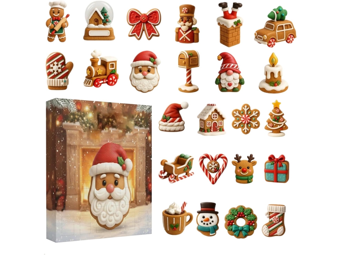 24 Días de Papá Noel, Decoración Navideña Acrílica 2D, Calendario de Adviento de Navidad 2025