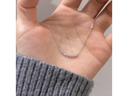 (oro Blanco) Plata S925, Collar Smile Con Pavé De Diamantes: Sencillo, Versátil, Exquisito, Dulce Y Fresco.