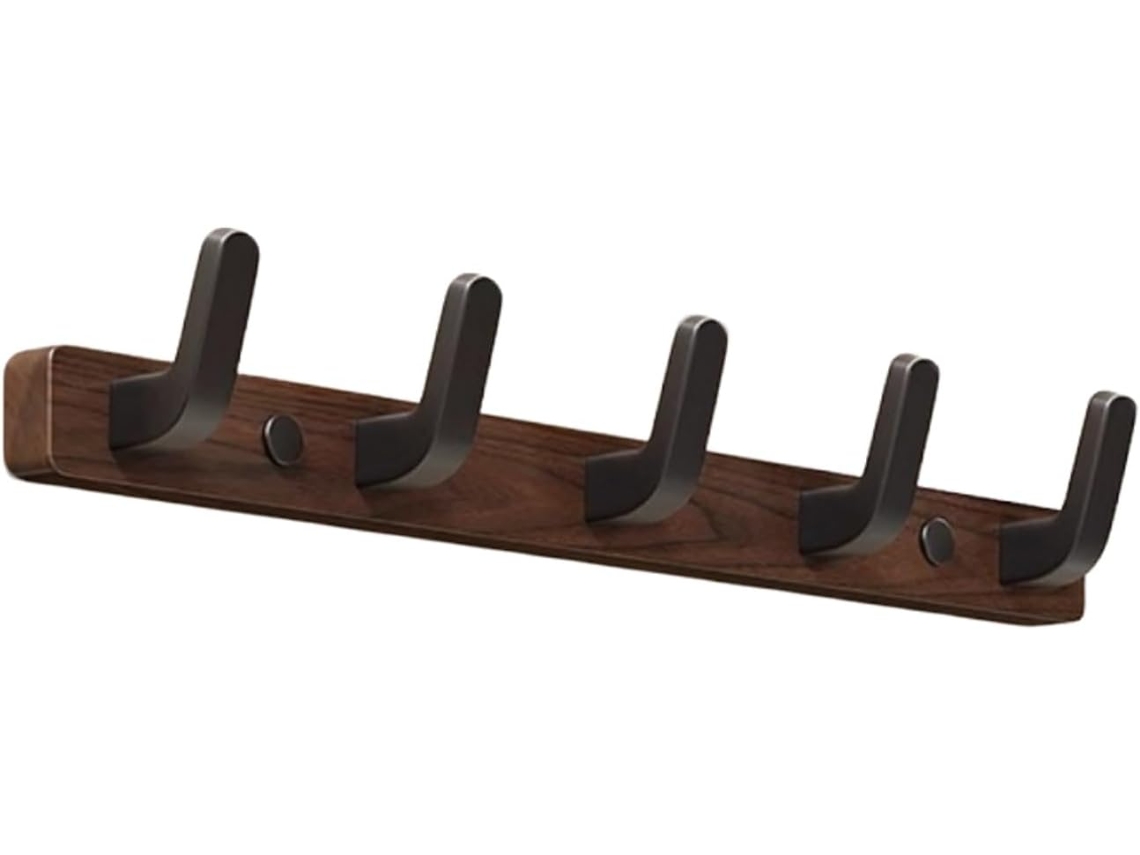 Armario de pared con tapas de tornillos decorativas, ganchos de madera maciza y un estante para colgar abrigos, sombreros y toallas.