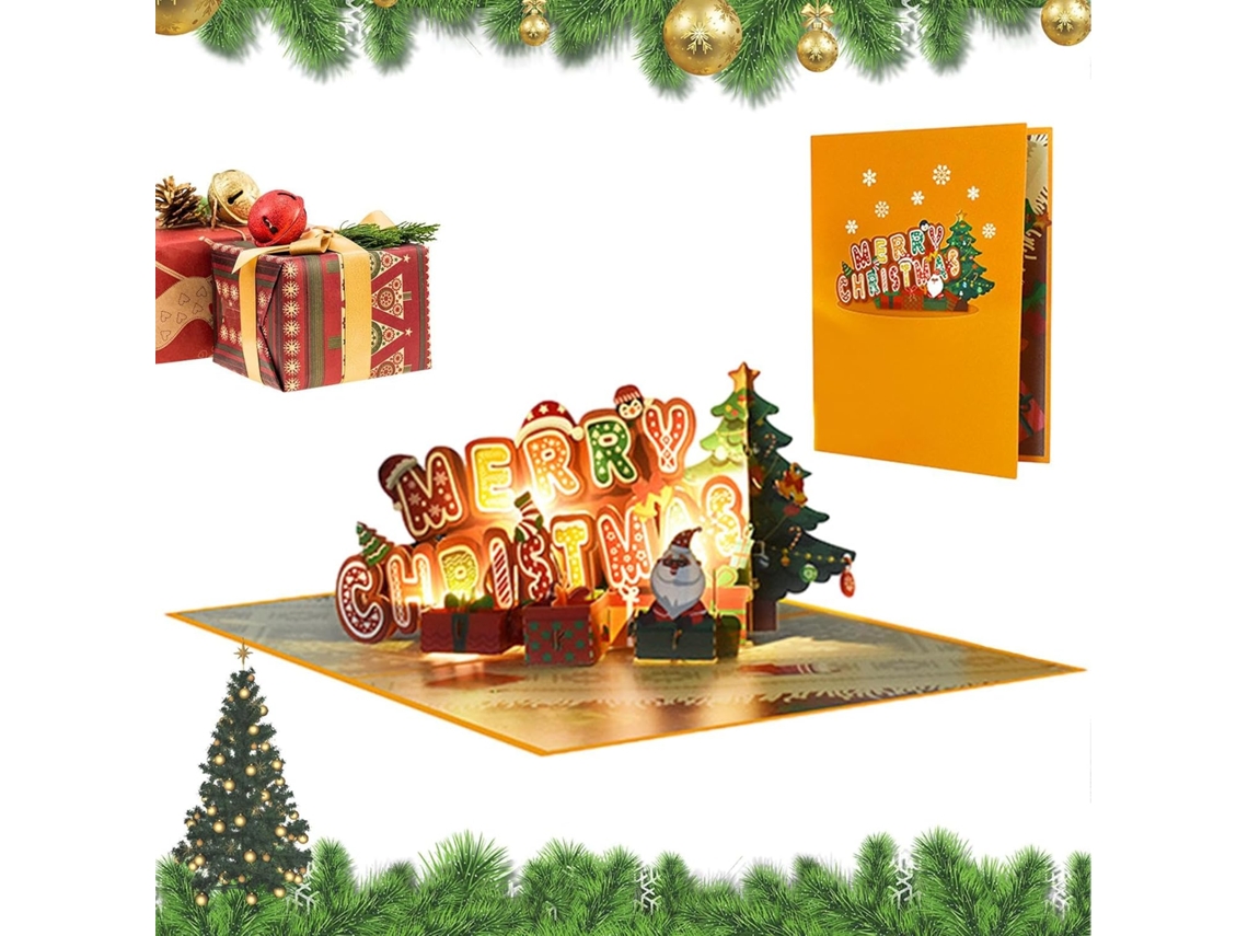 Divertidas tarjetas navideñas 3D con música y luces, un recuerdo festivo para niños, niñas y toda la familia.