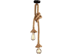 Lámpara De Araña Vintage Estilo Loft En Caña Y Cuerda De Bambú, Estilo Rústico, Colgante, 100 Cm