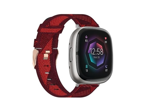 Correa para reloj Fitbit Sense de lona tejida de nailon, color rojo VENISYMLIS