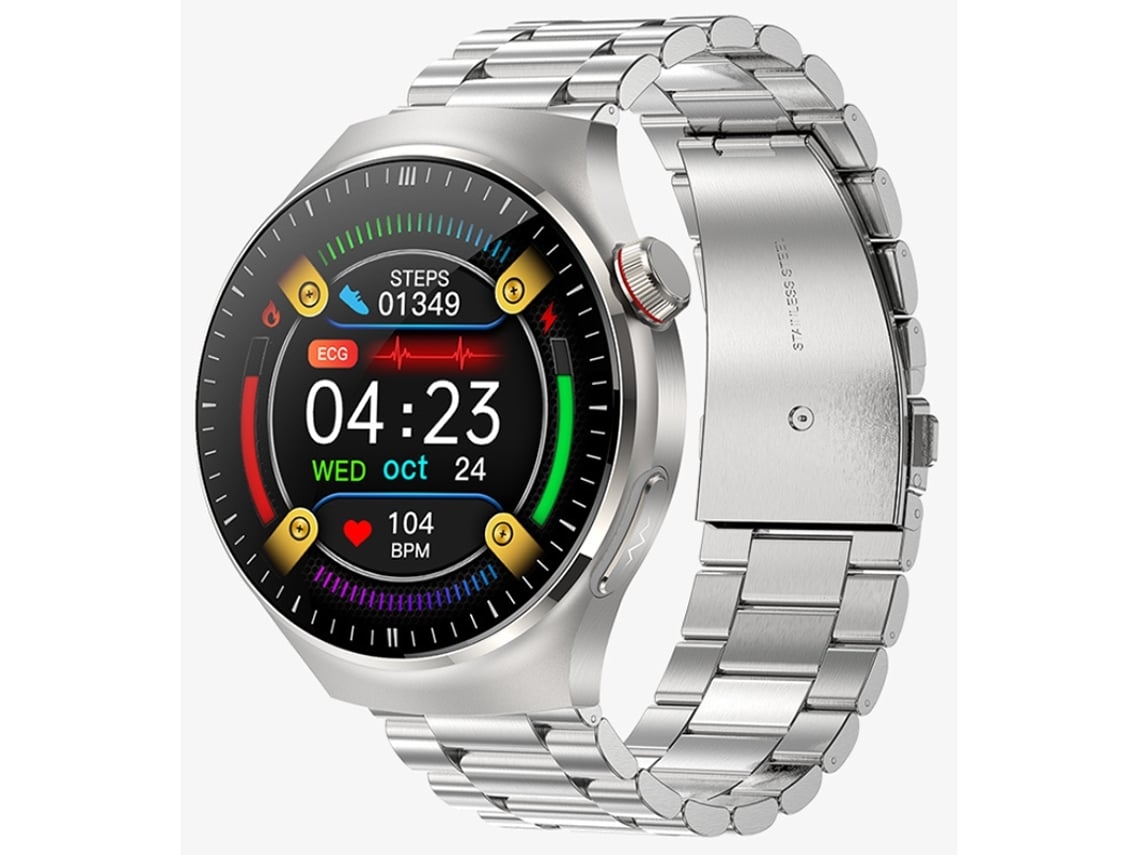 Reloj Inteligente con Control de Salud con un Solo Toque, Ecg, Presión Arterial, Medición de Grasa Corporal y Función Sos, Plata YEMAESRE