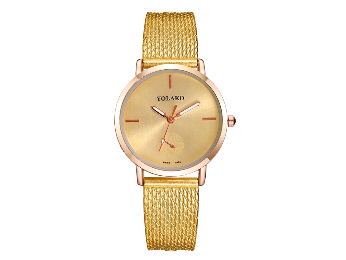 Reloj De Pulsera De Cuarzo Informal Para Mujer Con Correa De Plástico Dorada.