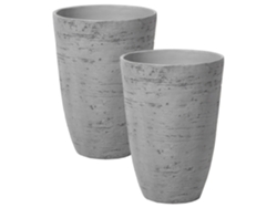 Conjunto de 2 macetas BELIANI Camia de Mezcla de piedra Gris 35x35x50