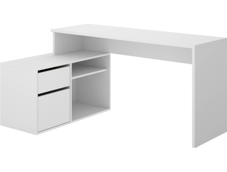 Mesa de Escritorio en Forma de L DKIT Rox (Blanco - 75x139x92 cm)