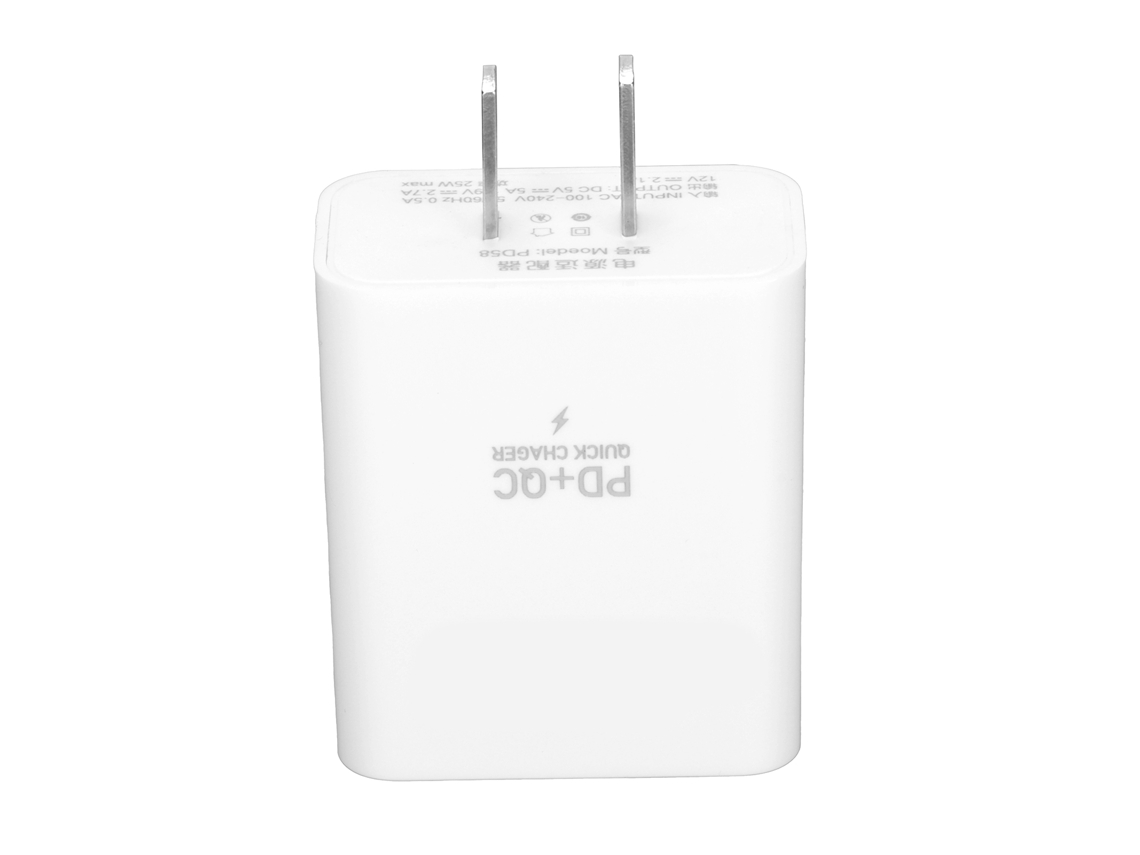 Cargador De Pared Compacto De 25 W Con Doble Puerto Usb-c Pd Y Usb Qc3.0 Para Carga Rápida.