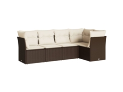 Maison Exclusive - Set Comedor De Jardín 5 Piezas Y Cojines Ratán Sintético Marrón
