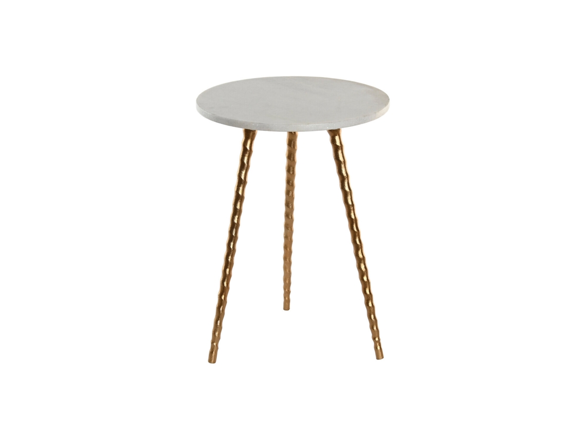 Mesita Auxiliar Marmol Aluminio Blanco 36x36x48,5cm