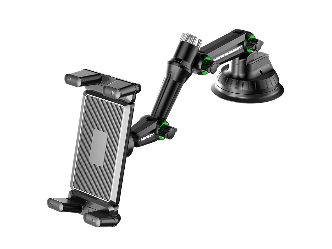 Soporte para tablet de coche con ventosa, compatible con tablets de 7'' y 15'' y teléfonos de 4'' y 7'', con fijación segura al salpicadero, color negro. Viewleaf