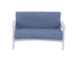 Dan26-mueble Miniatura Casa De Muñecas 1:12 Sillón De Tela Azul Sillón De Madera Japonés Sofá Miniatura