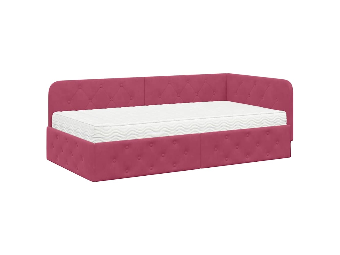 Maison Exclusive - Estructura De Cama En Esquina Rojo Vino 100 X 200 Cm Terciopelo