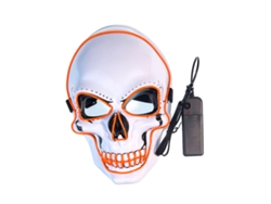 Máscara facial Rebe-Skull com 3 modos de luz LED laranja para Halloween, Cosplay e Festas.