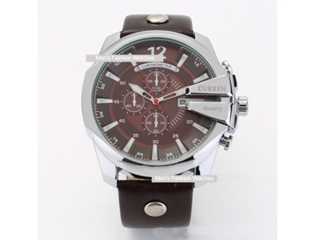 Relojes para Hombre, Relojes de Pulsera con Correa de Cuero Reloj Calendario de Cuarzo Resistente al Agua para Hombres-Café de Concha Blanca LUUCOZK