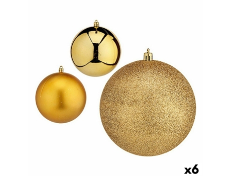 Set de Bolas de Navidad Dorado Plástico 12 x 13 x 12 cm (6 Unidades)