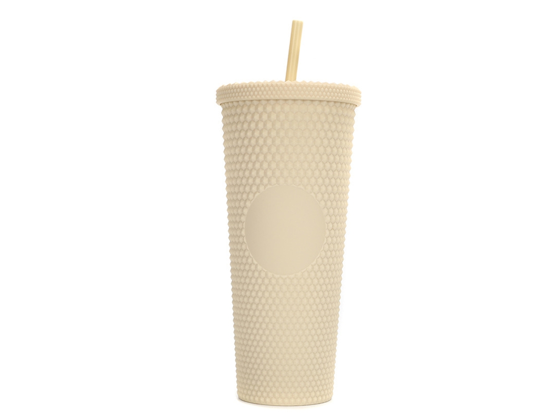 Vaso de plástico de 710 ml con tapa y pajita, vaso reutilizable para café helado y batidos JEIIBRZUI