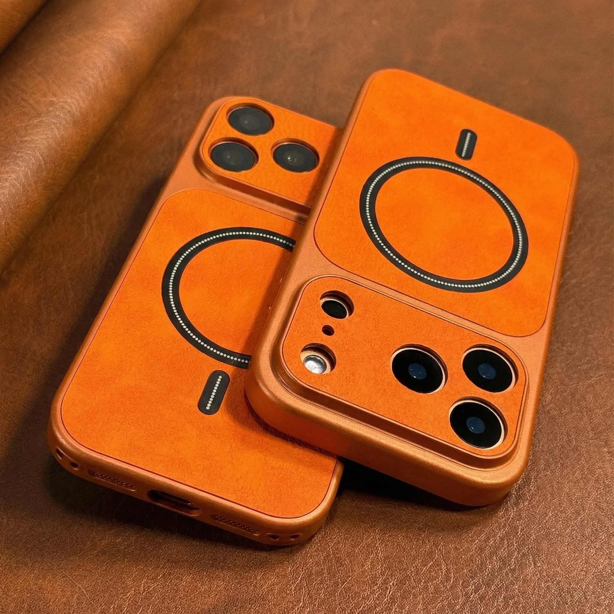 (naranja Para Iphone 11 Pro Max) Funda Magnética Magsafe De Piel Sintética Con Acabado Mate.