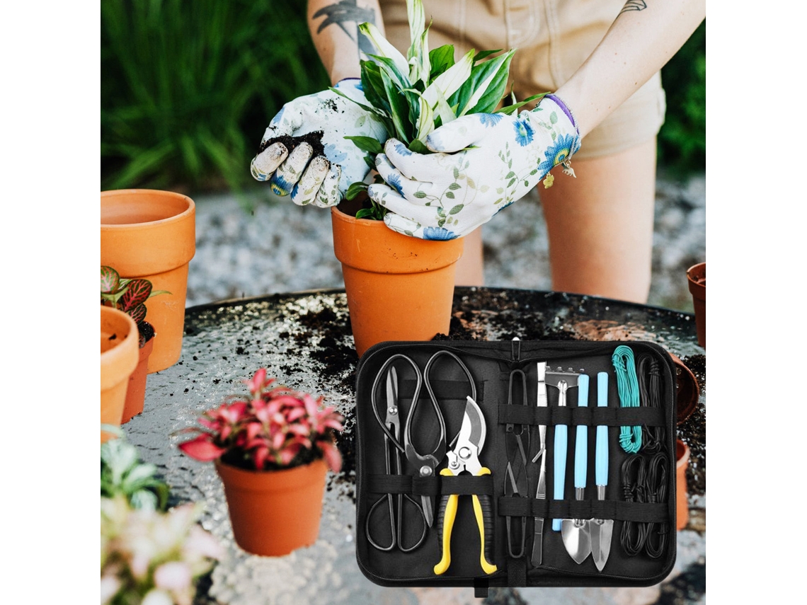 Juego De 15 Herramientas De Jardinería Para Suculentas Con Bolsa, Tijeras, Podadora, Palas Y Set De Regalo Para Bonsáis.