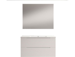 Mueble de baño con Lavabo, Espejo y Aplique LED BOREAL 80x45 cm acabado Blanco mate 2 cajones suspendido