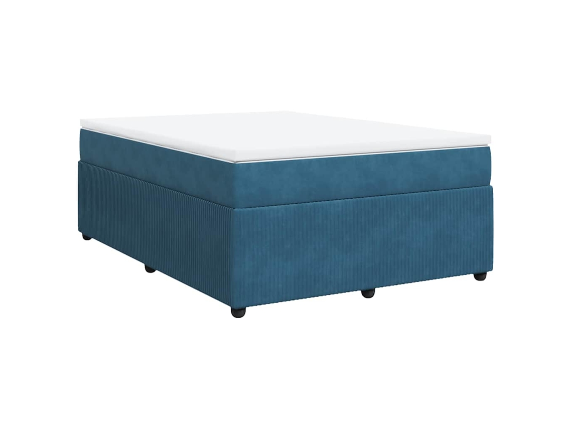 Maison Exclusive - Cama Box Spring Con Colchón Terciopelo Azul Oscuro 140x200 Cm