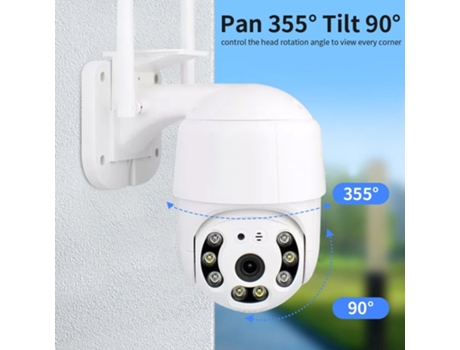 A12 1080P HD Cámara 360 Grados Doble Óptico Giratorio Videocámara Monitor de Vigilancia de Seguridad Interior Exterior Blanco