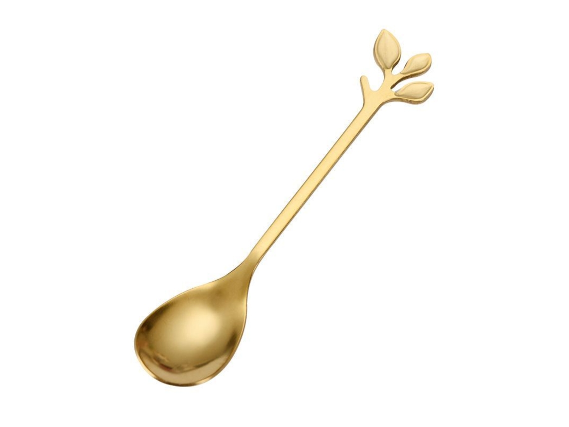 Cucharas De Café Pequeñas De Acero Inoxidable Dorado, Juego De 8, Forma De Hoja, 11,9 Cm X 2,5 Cm