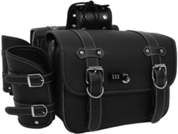 Bolsa lateral de cuero negro para motocicleta y bicicleta.