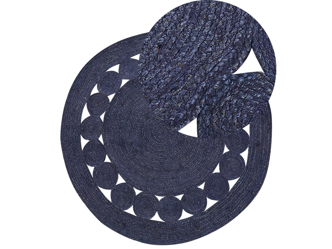 Alfombra BELIANI Koyunlu de Yute Azul 120x120