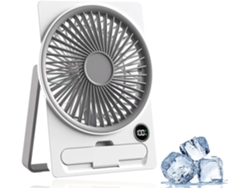 Ventilador De Mesa Chrui Plegable, 5 Velocidades, Pantalla Led, Silenciosoblanco