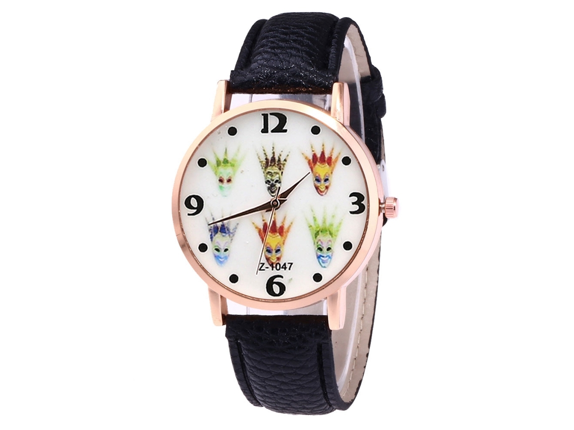 Reloj De Cuarzo Para Hombre Con Correa De Cuero Pu Casual Negro