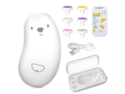 Tijeras eléctricas para uñas de bebé Rebe con 6 cabezales pulidores, carga USB segura para el cuidado de las uñas en casa, color blanco.