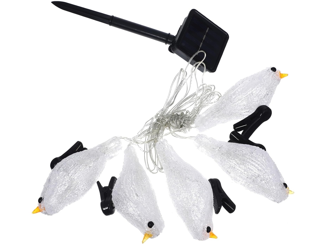 Lámpara LED brillante con 30 LED, resistente al agua con clasificación IP44, fabricada en acrílico y plástico, con forma de pájaro blanco y de bajo consumo energético.