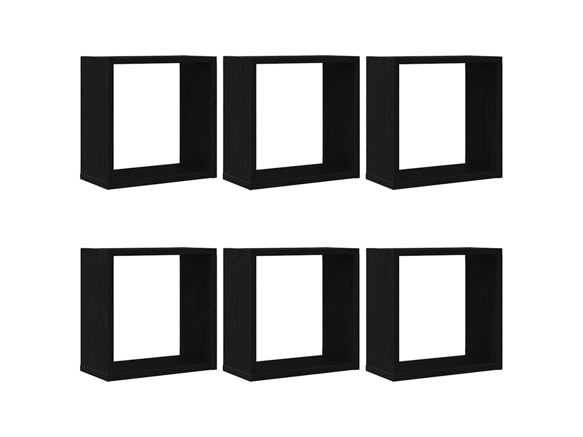Maison Exclusive - Estantes Cúbicos De Pared 6 Uds Roble Negro 30x15x30 Cm