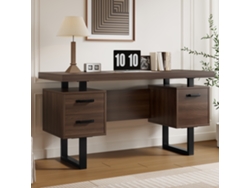Escritorio sencillo 135x54 cm 3 cajones silenciosos Amplio tablero marrón negro Mobrio