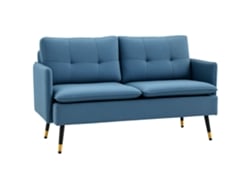 Sofá Moderno De 2 Plazas Con 4 Cojines, Azul, 139x68x80 Cm