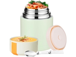 Contenedor Térmico 800ml Aco Inox 316, Calentador De Alimentos A Vacuo Con Cuchara, Verde