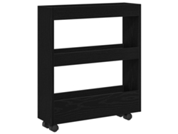 Mueble de baño estrecho con ruedas Vidaxl, madera de ingeniería de roble negro, derivados de madera negra