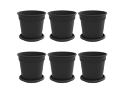 Maison Exclusive - Macetas 6 Pcs Negro Ø 17 X 14 Cm Plástico