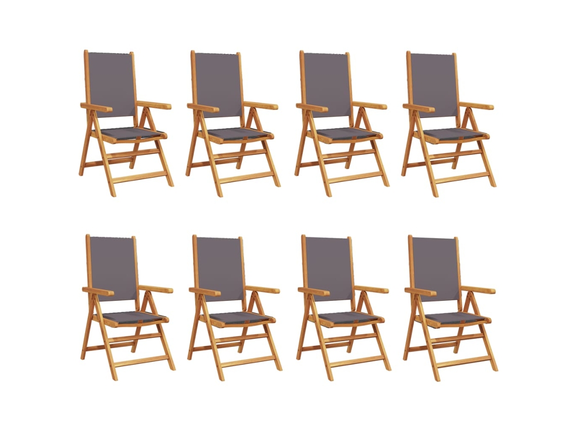 Maison Exclusive - Sillas De Jardín Reclinables 8 Uds Tela Madera Maciza Antracita