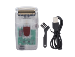 Afeitadora eléctrica USB de doble hoja, impermeable, carcasa transparente, carga USB para hombres