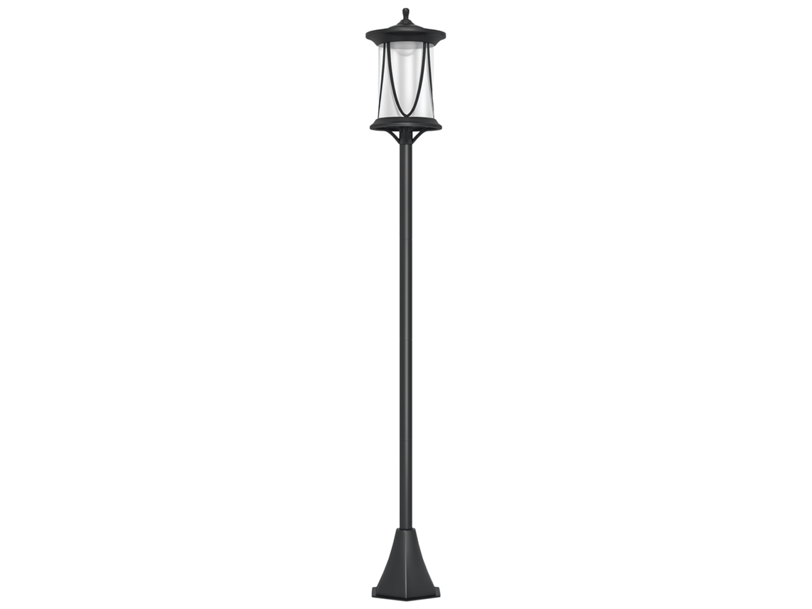 Farola Solar Con Batería De 6 Horas De Duración, Montaje En Suelo, Fabricada En Policarbonato/abs Negro.