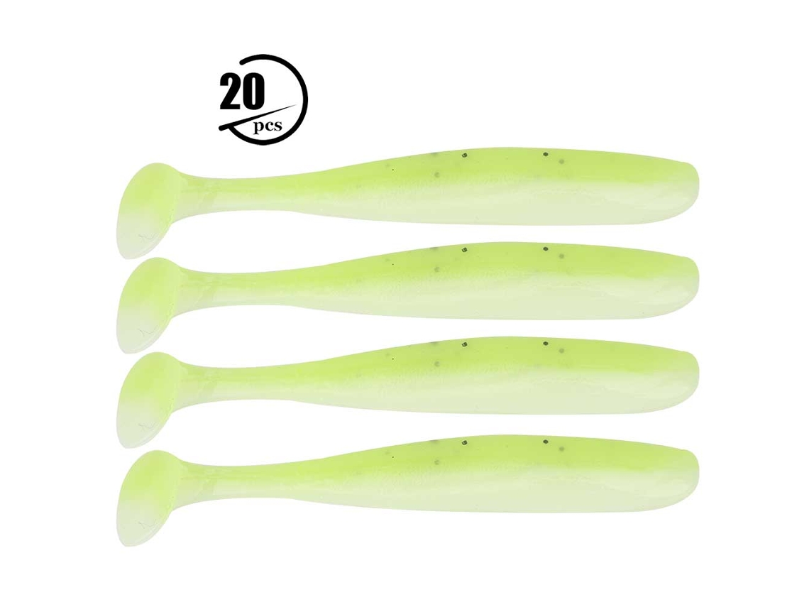 20 Señuelos De Pesca De Plástico Blando De 7,5 Cm Con Forma De Gusano Y Cola En T.