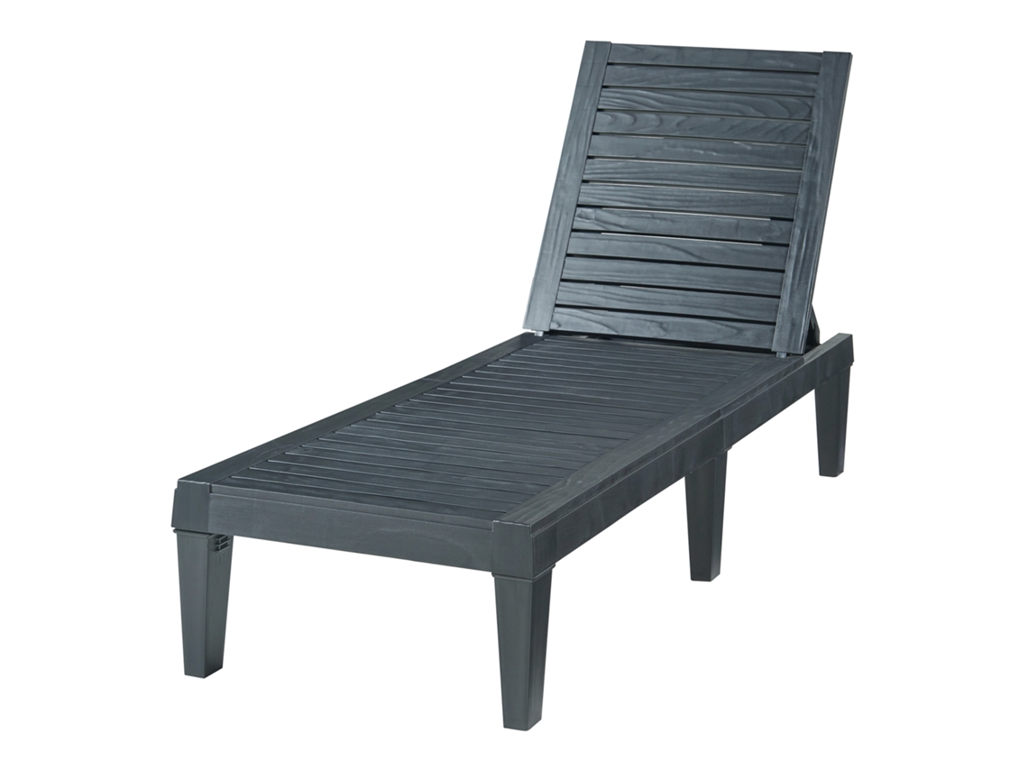 Tumbona de jardín Ateleta plástico 172x58x74 cm - Negro, efecto madera casa.pro