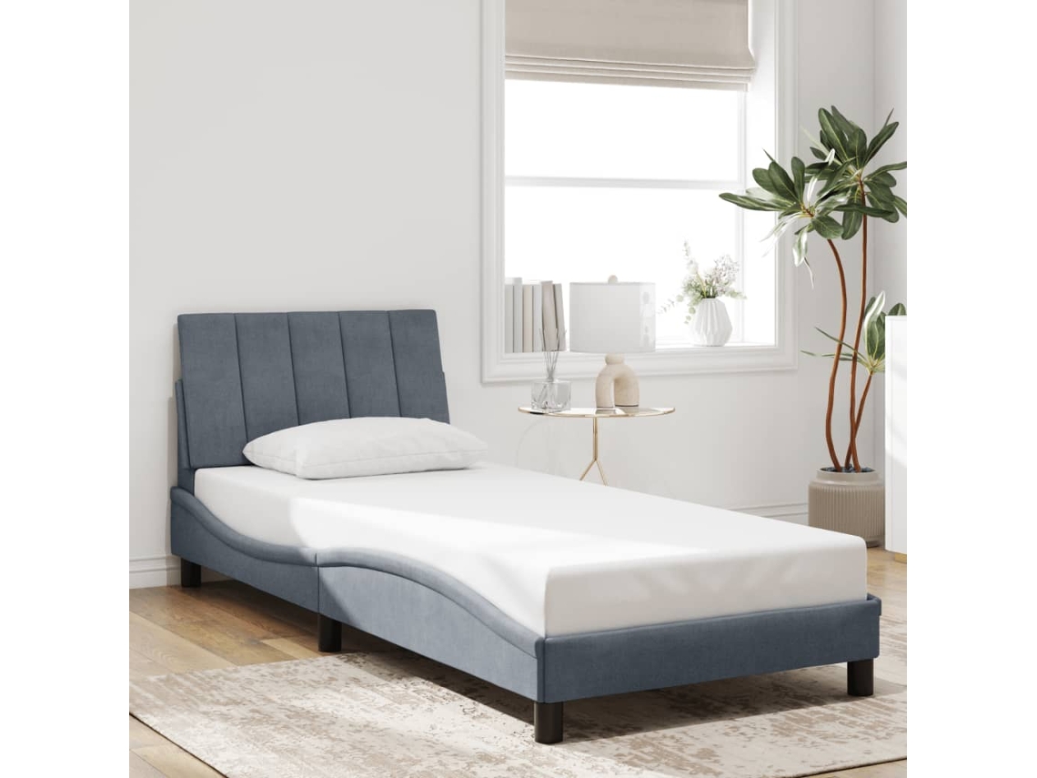 Estructura De Cama Sin Colchón Terciopelo Gris Oscuro 90x190 Cm