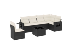 Maison Exclusive - Set De Comedor De Jardín 7 Pzas Y Cojines Ratán Sintético Negro