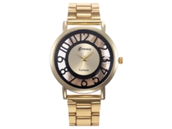 Reloj De Pulsera Casual Con Correa De Acero Y Números Translucidos Hollow (negro)